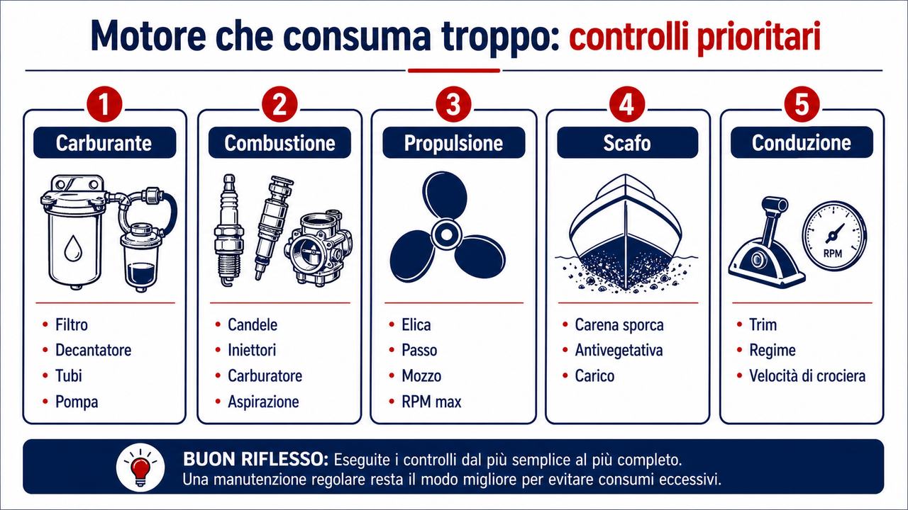 Controlli da effettuare quando un motore barca consuma troppo
